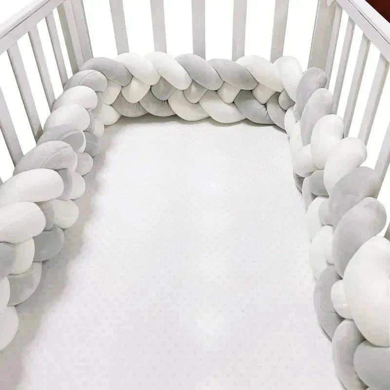 TOUR DE LIT BEBE - CozyKnot™ - Blanc Gris - Petit cœur doux